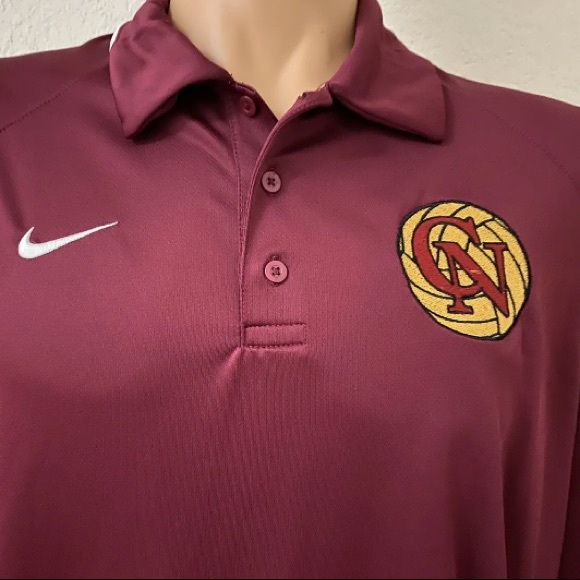 Men's Nike Dri Fit Polo Shirt Short Sleeve Size Large Burgundy & White EUC - Picture 1 of 10
